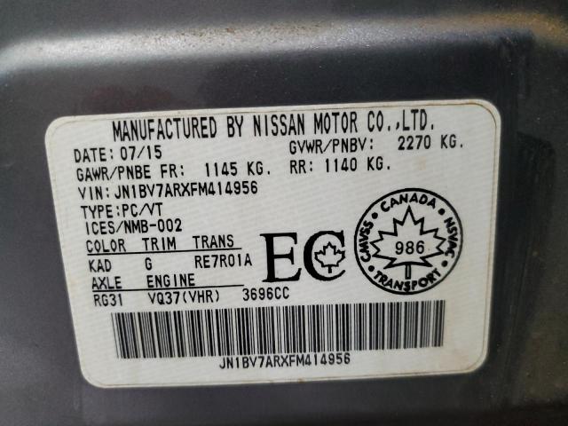 JN1BV7ARXFM414956 - 2015 INFINITI Q50 BASE GRAY photo 12