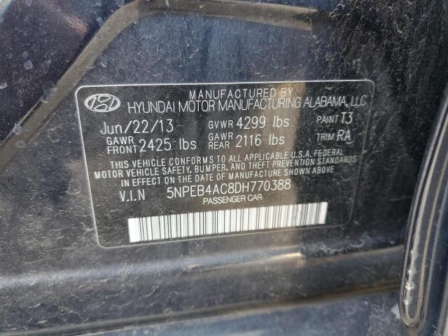 5NPEB4AC8DH770388 - 2013 HYUNDAI SONATA GLS CHARCOAL photo 12