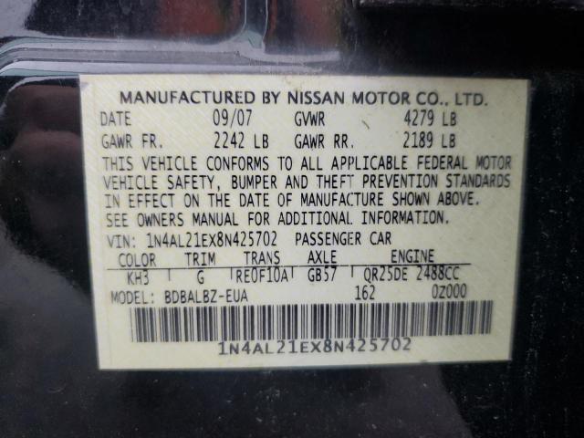 1N4AL21EX8N425702 - 2008 NISSAN ALTIMA 2.5 BLACK photo 12