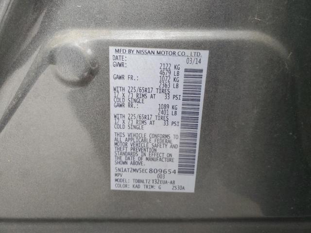 5N1AT2MV5EC809654 - 2014 NISSAN ROGUE S CHARCOAL photo 13