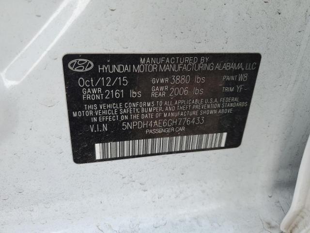 5NPDH4AE6GH776433 - 2016 HYUNDAI ELANTRA SE WHITE photo 13