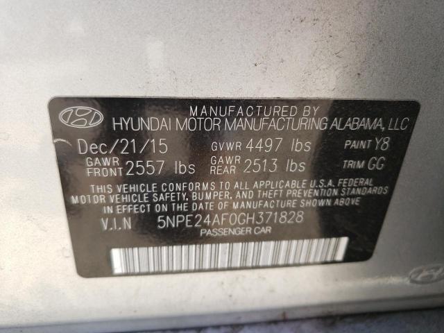 5NPE24AF0GH371828 - 2016 HYUNDAI SONATA SE SILVER photo 12