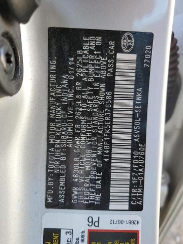 4T4BF1FK5ER376586 - 2014 TOYOTA CAMRY L SILVER photo 13