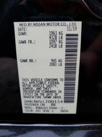 1N4BL4BV5LC200154 - 2020 NISSAN ALTIMA S BLACK photo 12