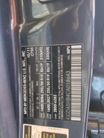 4JGDA5HB4CA018643 - 2012 MERCEDES-BENZ ML 350 4MATIC GRAY photo 13