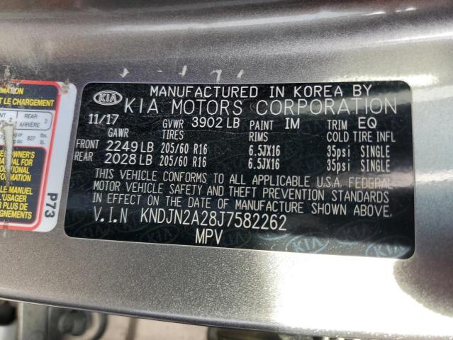 KNDJN2A28J7582262 - 2018 KIA SOUL CHARCOAL photo 12