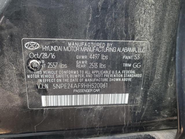 5NPE24AF9HH520061 - 2017 HYUNDAI SONATA SE BLACK photo 12