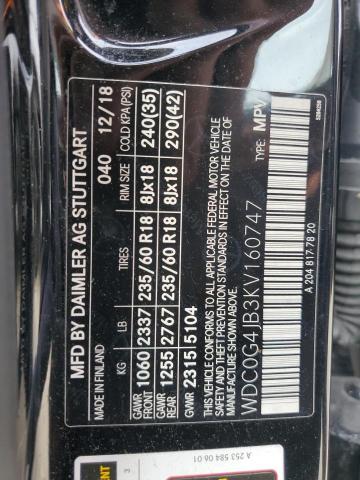 WDC0G4JB3KV160747 - 2019 MERCEDES-BENZ GLC 300 BLACK photo 12