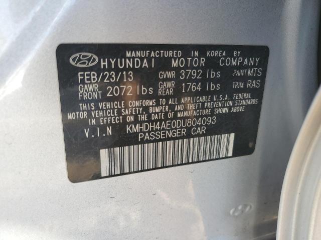 KMHDH4AE0DU804093 - 2013 HYUNDAI ELANTRA GLS SILVER photo 12