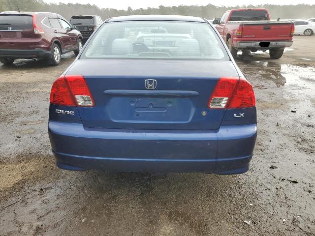 1HGES16524L001231 - 2004 HONDA CIVIC LX BLUE photo 6