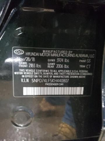 5NPD74LF5KH440807 - 2019 HYUNDAI ELANTRA SE BLACK photo 12