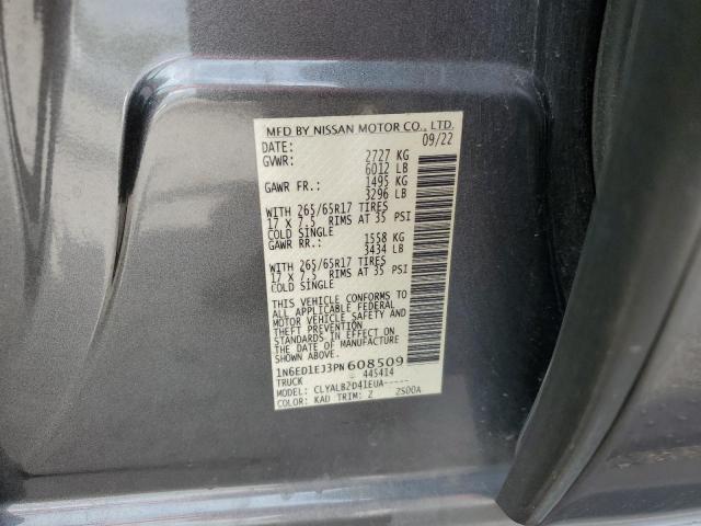 1N6ED1EJ3PN608509 - 2023 NISSAN FRONTIER S GRAY photo 12