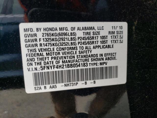 5FNYF4H21BB054183 - 2011 HONDA PILOT LX BLACK photo 14