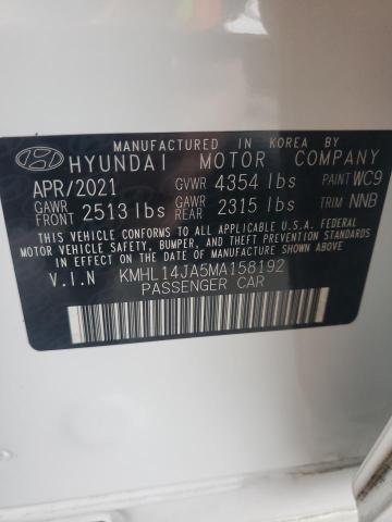 KMHL14JA5MA158192 - 2021 HYUNDAI SONATA SEL WHITE photo 12