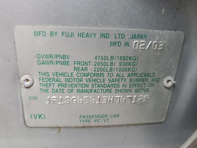 JF1SG65613H767128 - 2003 SUBARU FORESTER 2.5XS ვერცხლისფერი ფოტო 12