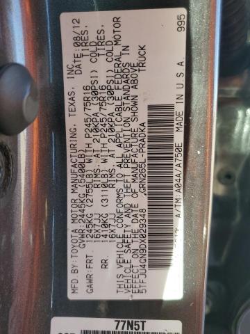 5TFJU4GN9DX029348 - 2013 TOYOTA TACOMA DOUBLE CAB PRERUNNER GRAY photo 13