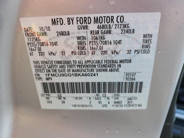 1FMCU9DG1BKA60241 - 2011 FORD ESCAPE XLT SILVER photo 14