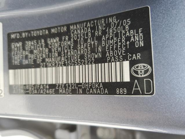 2T1KR32E15C552922 - 2005 TOYOTA COROLLA MA XR BLUE photo 12