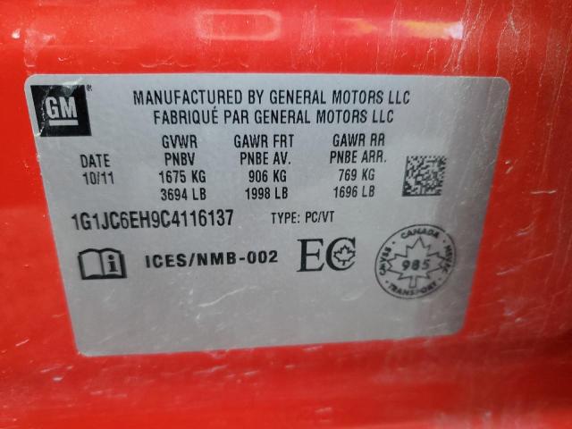 1G1JC6EH9C4116137 - 2012 CHEVROLET SONIC LT RED photo 13