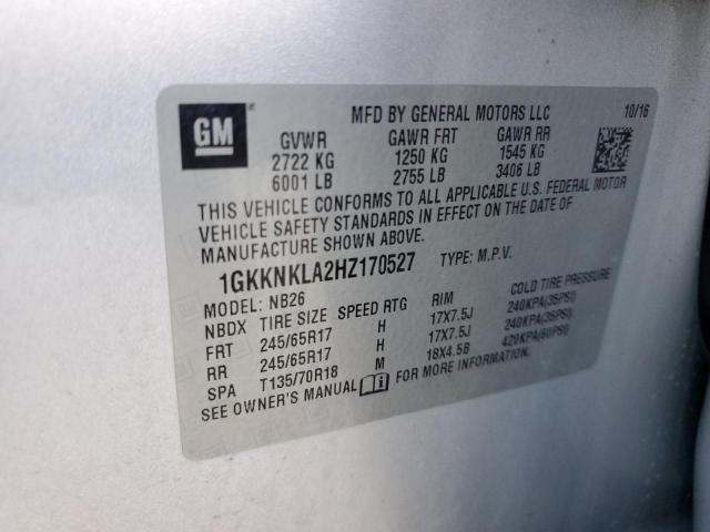 1GKKNKLA2HZ170527 - 2017 GMC ACADIA SLE SILVER photo 14