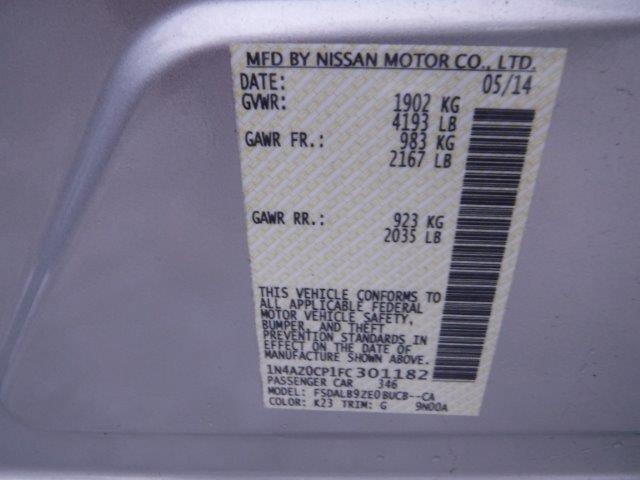 1N4AZ0CP1FC301182 - 2015 NISSAN LEAF S SILVER photo 12