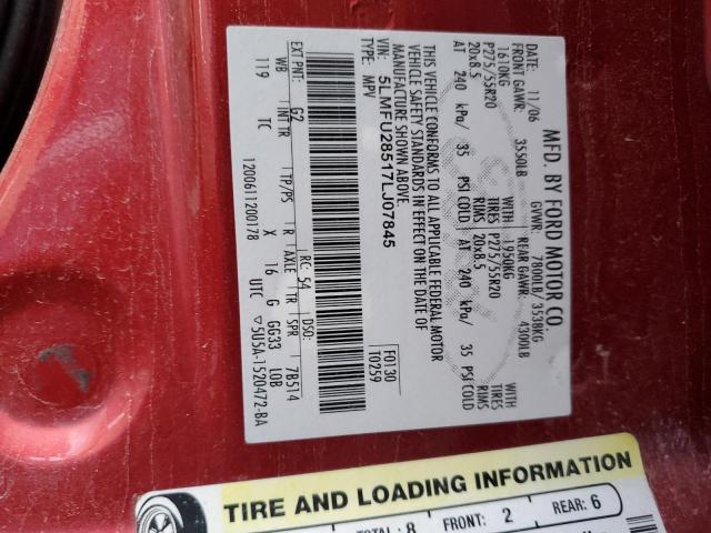 5LMFU28517LJ07845 - 2007 LINCOLN NAVIGATOR 红色 照片 12