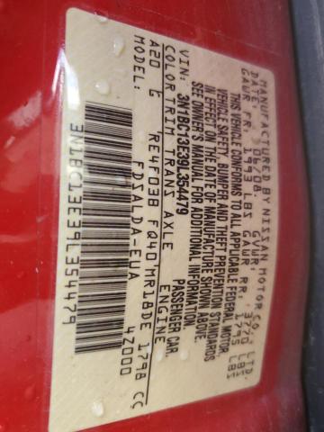 3N1BC13E39L354479 - 2009 NISSAN VERSA S RED photo 13