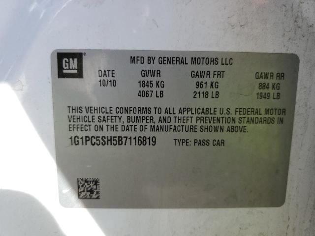 1G1PC5SH5B7116819 - 2011 CHEVROLET CRUZE LS WHITE photo 12