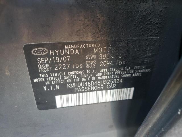 KMHDU46D48U325824 - 2008 HYUNDAI ELANTRA GLS GRAY photo 12