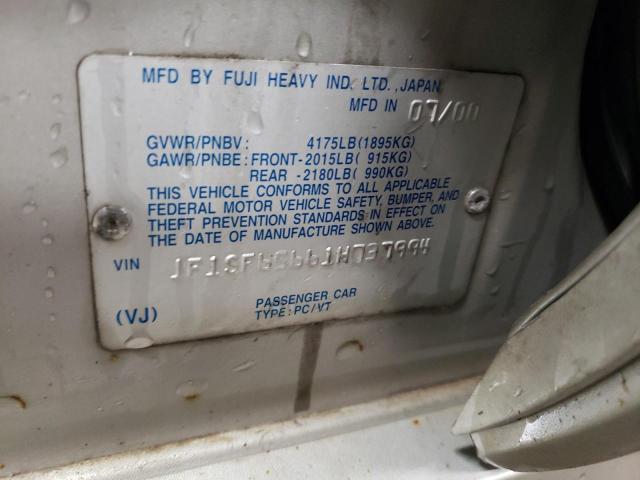 JF1SF65661H737994 - 2001 SUBARU FORESTER S SILVER photo 12