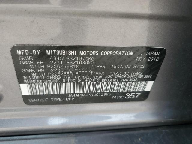 JA4AR3AUXKU012885 - 2019 MITSUBISHI OUTLANDER ES GRAY photo 13