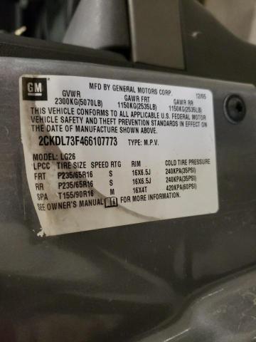 2CKDL73F466107773 - 2006 PONTIAC TORRENT GRAY photo 13