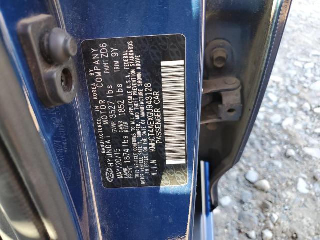 KMHCT4AEXGU943128 - 2016 HYUNDAI ACCENT SE BLUE photo 12