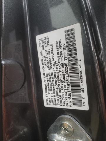 5J6TF3H53CL002240 - 2012 HONDA CROSSTOUR EXL ნაცრისფერი ფოტო 12