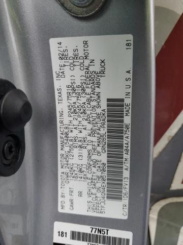 5TFJU4GN4EX057060 - 2014 TOYOTA TACOMA DOUBLE CAB PRERUNNER SILVER photo 12