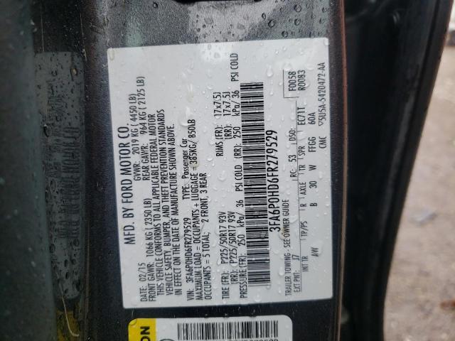 3FA6P0HD6FR279529 - 2015 FORD FUSION SE GRAY photo 13