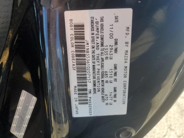 JM1NB353610207157 - 2001 MAZDA MX-5 MIATA BASE BLACK photo 12