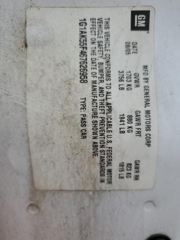 1G1AK55F467626958 - 2006 CHEVROLET COBALT LS WHITE photo 12