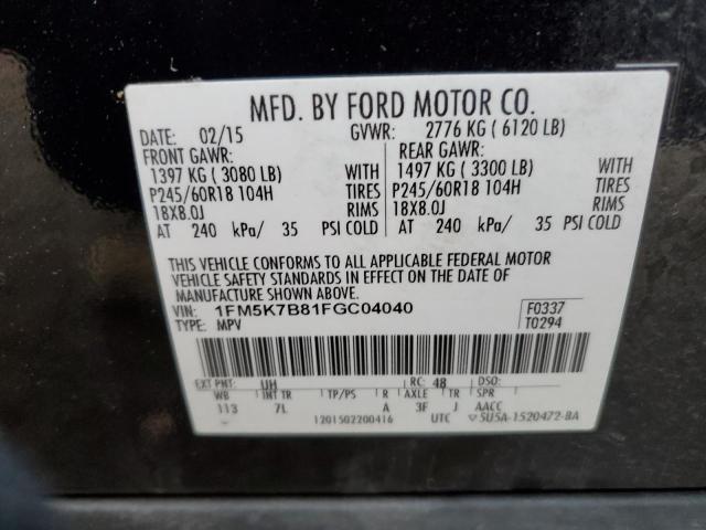 1FM5K7B81FGC04040 - 2015 FORD EXPLORER BLACK photo 13