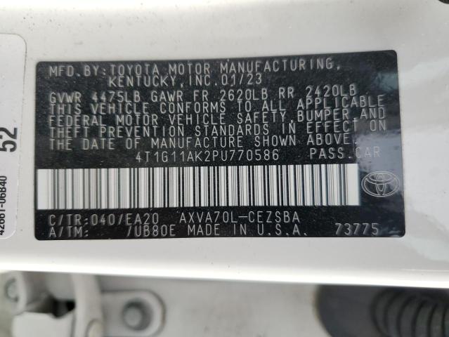 4T1G11AK2PU770586 - 2023 TOYOTA CAMRY SE NIGHT SHADE WHITE photo 13