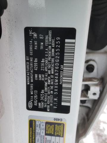 5XXGM4A76DG255259 - 2013 KIA OPTIMA LX WHITE photo 12