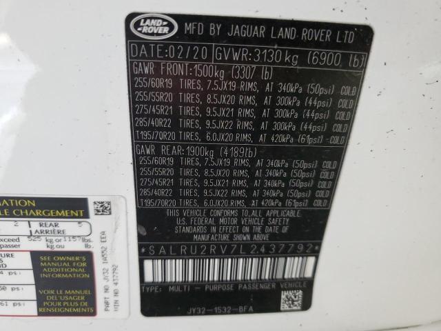 SALRU2RV7L2437792 - 2020 LAND ROVER DISCOVERY LANDMARK WHITE photo 13