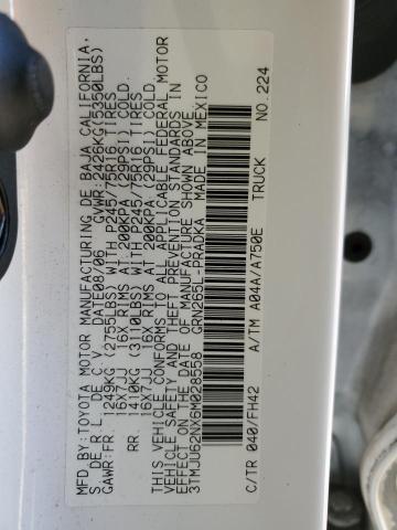 3TMJU62NX6M028558 - 2006 TOYOTA TACOMA DOUBLE CAB PRERUNNER WHITE photo 12