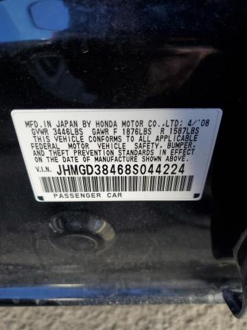 JHMGD38468S044224 - 2008 HONDA FIT BLACK photo 12