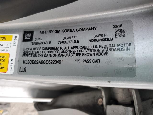 KL8CB6SA6GC622040 - 2016 CHEVROLET SPARK LS SILVER photo 12