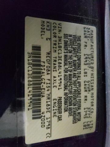 3N1BC13E88L419941 - 2008 NISSAN VERSA S BLACK photo 12