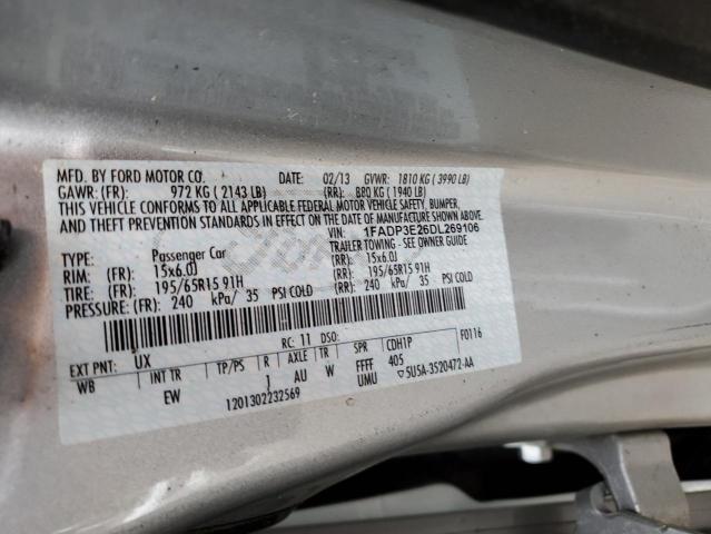 1FADP3E26DL269106 - 2013 FORD FOCUS S SILVER photo 13