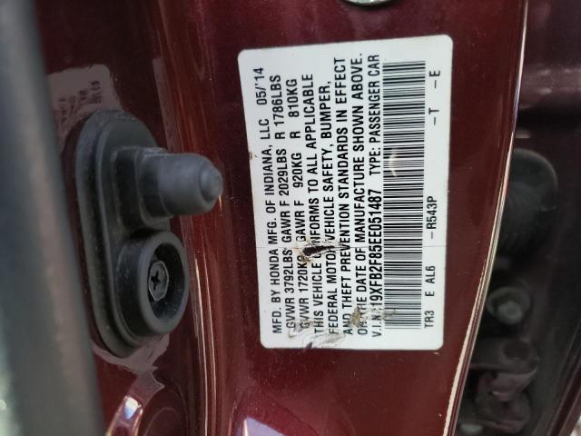 19XFB2F85EE051487 - 2014 HONDA CIVIC EX BURGUNDY photo 13