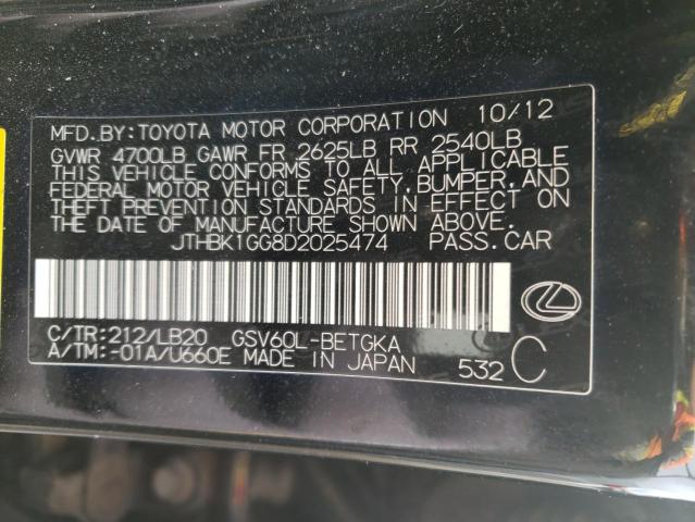 JTHBK1GG8D2025474 - 2013 LEXUS ES 350 BLACK photo 13