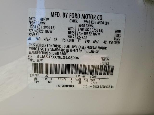 5LM5J7XC9LGL05996 - 2020 LINCOLN AVIATOR RESERVE WHITE photo 13